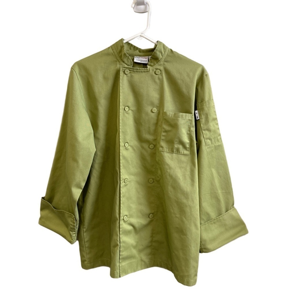 Chef Works Lime Green Unisex 3/4 sleeve, Double Breasted Chef's Coat. Size S